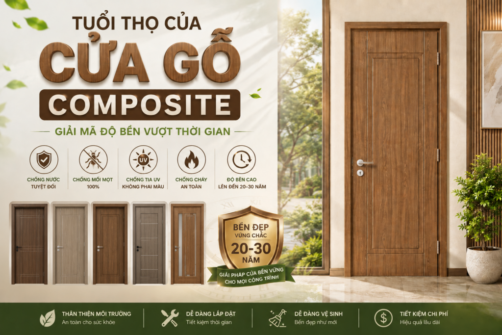 Tuổi thọ của cửa gỗ Composite – Giải mã độ bền vượt thời gian