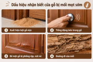 Dấu hiệu nhận biết cửa gỗ bị mối mọt sớm