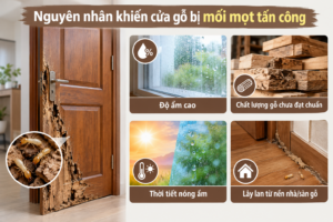 Nguyên nhân khiến cửa gỗ bị mối mọt tấn công